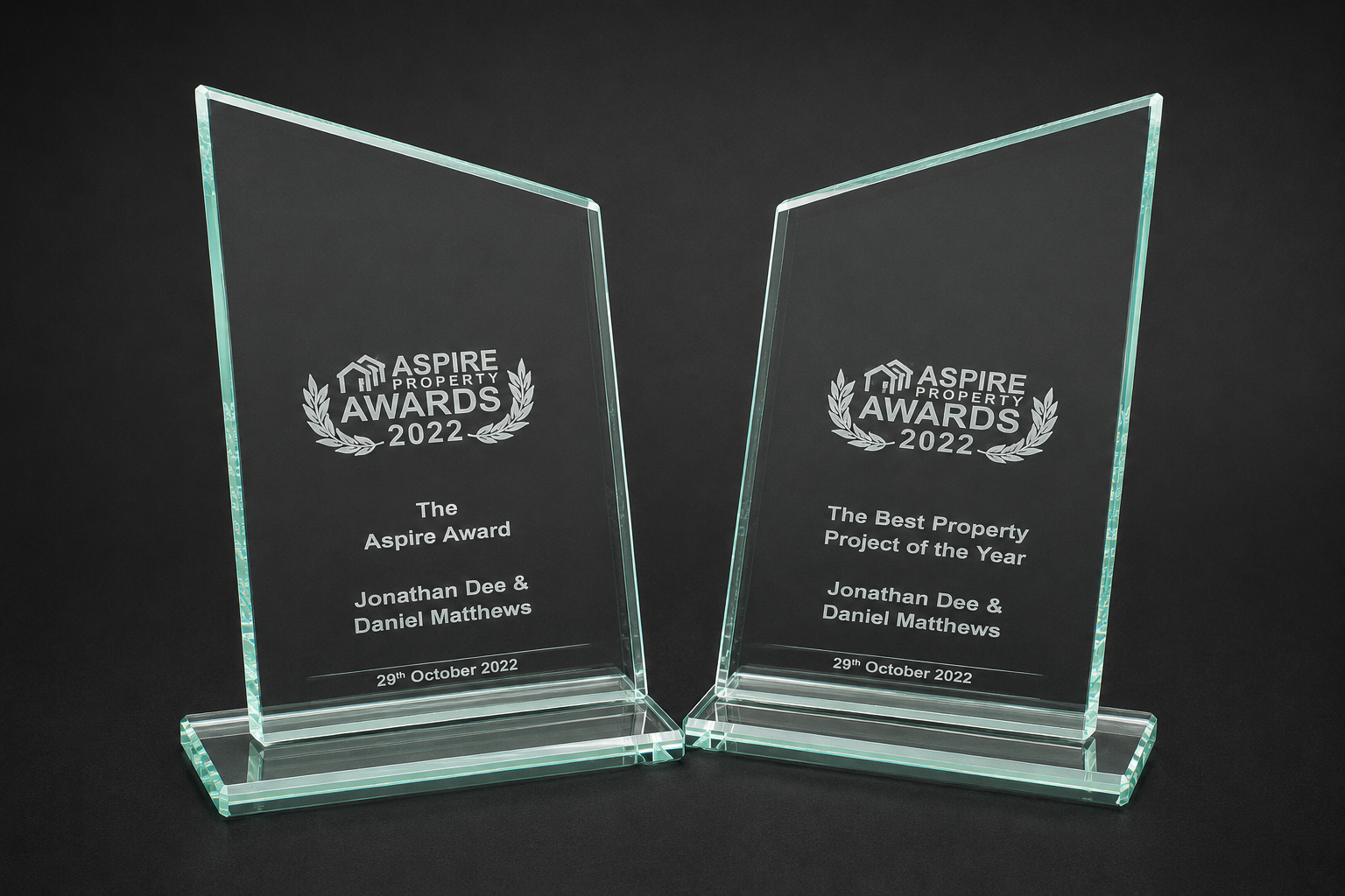 Two Aspire Property Awards 2022 trophies awarded to Jonathan Dee and Daniel Matthews